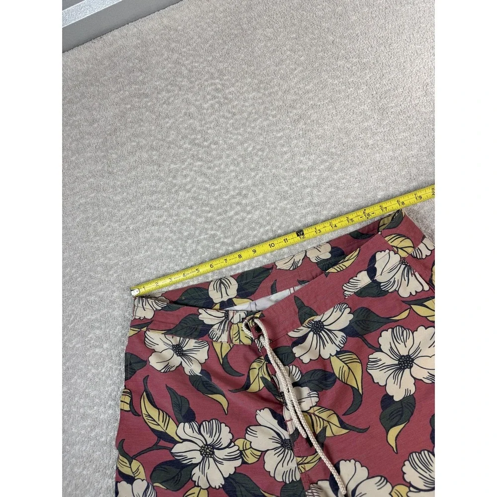 Faherty Swim Trunks Shorts Mens Large Red Floral Hawaiian Tropical Beach‎ Surf